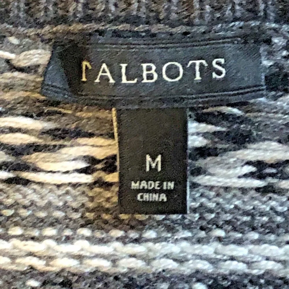Talbots Lambswool Nordic Cardigan Womens Size M Elegant Beaded Artsy Sweater